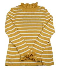 Okrovo-biely pruhovaný rebrovaný sveter Primark