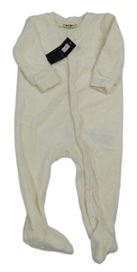 Nové - Smotanový zamatový overal s mráčikmi a mesiacmi Kuniboo