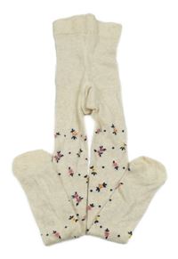 Béžové punčocháče s kytičkami 