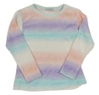 Farebná pruhovaná chlpatá mikina