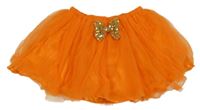 Oranžová tylová sukňa s mašlou
