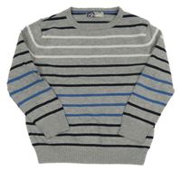 Sivo-modro-čierny pruhovaný sveter Alive