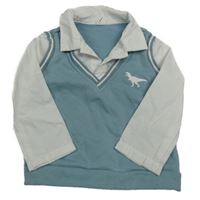 Svetlomodrá tepláková vesta so všitou košilí Shein