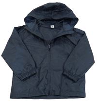 Tmavomodrá šušťáková bunda s kapucňou Tu