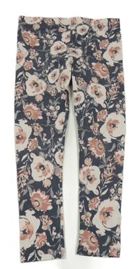 Šedé legíny s květy 