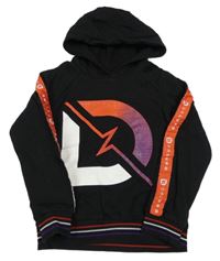 Čierna mikina s potlačou a kapucňou Pepco