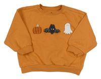 Oranžová oversize mikina s duchem a tekvicou Nutmeg