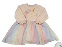 Broskvové šaty s jednorožcom a tylovou sukní Shein