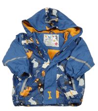 Tmavomodrá nepromokavá jarná bunda s pejsky a kapucňou Lupilu