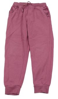 Malinové cuff tepláky s volánikmi Very