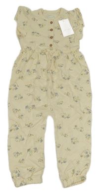 Nové - Smetanový teplákový kalhotový overal s kytičkami Leigh Tucker