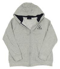 Šedá propínací mikina s potiskem a kapucí Next