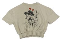 Béžová tepláková crop vesta s Minnií a Mickeym Disney