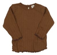 Hnedé rebrované tričko H&M