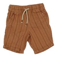 Starorůžovo-černé pruhované plátěné kraťasy Tu