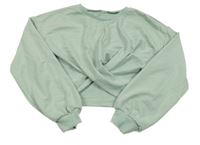 Svetlozelená nařasená crop mikina Shein