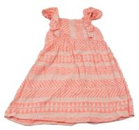 Svetloružová -neónově ružové vzorované šaty s volánikmi Matalan