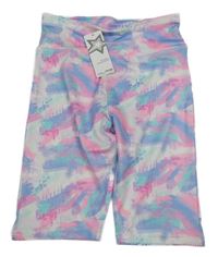 Nové - Farebné vzorované športové elastické kraťasy Dunnes