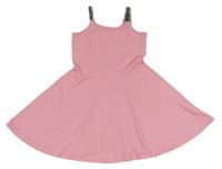 Ružové bavlnené šaty s nápismi C&A