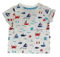 Biele tričko s plachetnicemi C&A