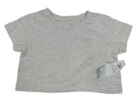 Nové - Šedé melírované crop oversize tričko s logem Reebok