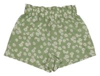Svetlozelené kvietkovane sukňové kraťasy Shein