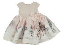 Světlerůžové teplákovo/šusťákové šaty s koloušky h&m