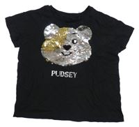 Černé tričko s Pudsey z překlápěcích flitrů George
