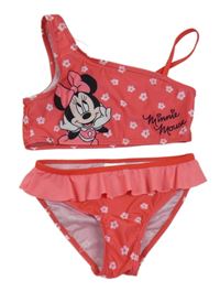 Jahodové kytičkované dvoudílné plavky s Minnie Disney 