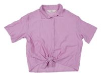 Růžová lehká crop halenka se zavazováním H&M
