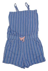 Modrý prúžkovaný letný overal