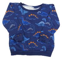 Tmavomodrá oversize mikina s dinosaury Dunnes