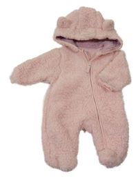 Svetloružová huňatá kombinéza s kapucňou So Cute