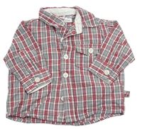 Sivo-bielo-červená kockovaná košeľa