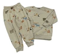 2Set - Světlešedá oversize mikina se zvířátky + tepláky Next