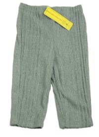 Nové - Olivovo-šedé melírované žebrované úpletové kalhoty SHEIN