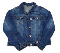 Tmavomodrá rifľová crop bunda s golierikom alive