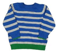 Modro-svetlošedá -zelený pruhovaný melírovaný sveter Matalan