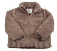 Hnědofialová rebrovaná chlpatá zimná bunda Tu