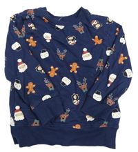 Tmavomodrá vianočná mikina s obrázkami URBAN RASCALS