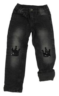 Černošedé podšité rifle s korunami z flirtů a srdíčky Kiki&Koko