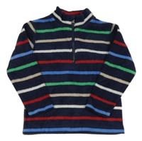 Tmavomodro-barevná pruhovaná fleecová mikina 