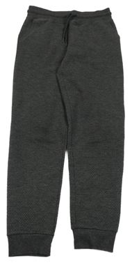 Tmavošedé melírované vzorované/prošívané tepláky PRIMARK