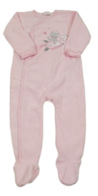 Světlerůžový fleecový overal s kočičkou a raketou Ergee