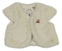 Smetanové kárované kožešinové podšité bolérko s vtáčikom SeRGeNT MaJoR