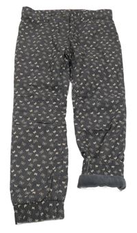 Nové - tmavosivé cuff thermo nohavice s motýlikmi lupilu