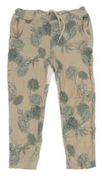 Svetlobéžové melírované tepláky s růžemi name it.