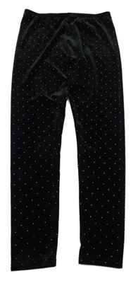 Černé sametové legíny s puntíky C&A