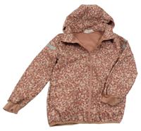 Starorůžová kytičkovaná softshellová bunda s odepínací kapucí H&M