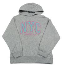 Sivá melírovaná mikina s písmenky a kapucňou PRIMARK